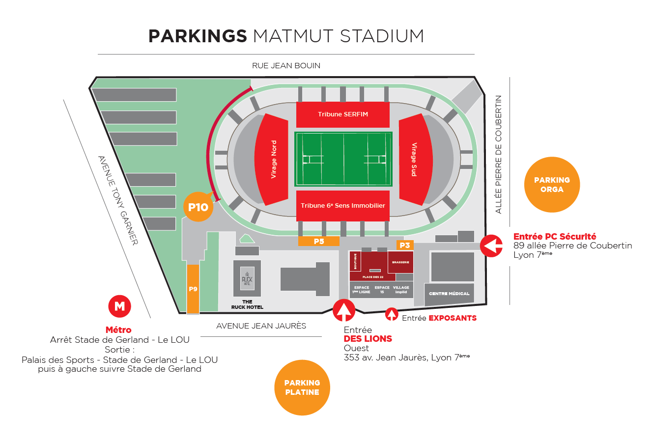 Plan dacces - entrée exposants - parkings MATMUT STADIUM